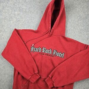 Y2K Hard Rock Hotel Hoodie Mens L Red Las Vegas Skater Vintage Streetwear 90 USA